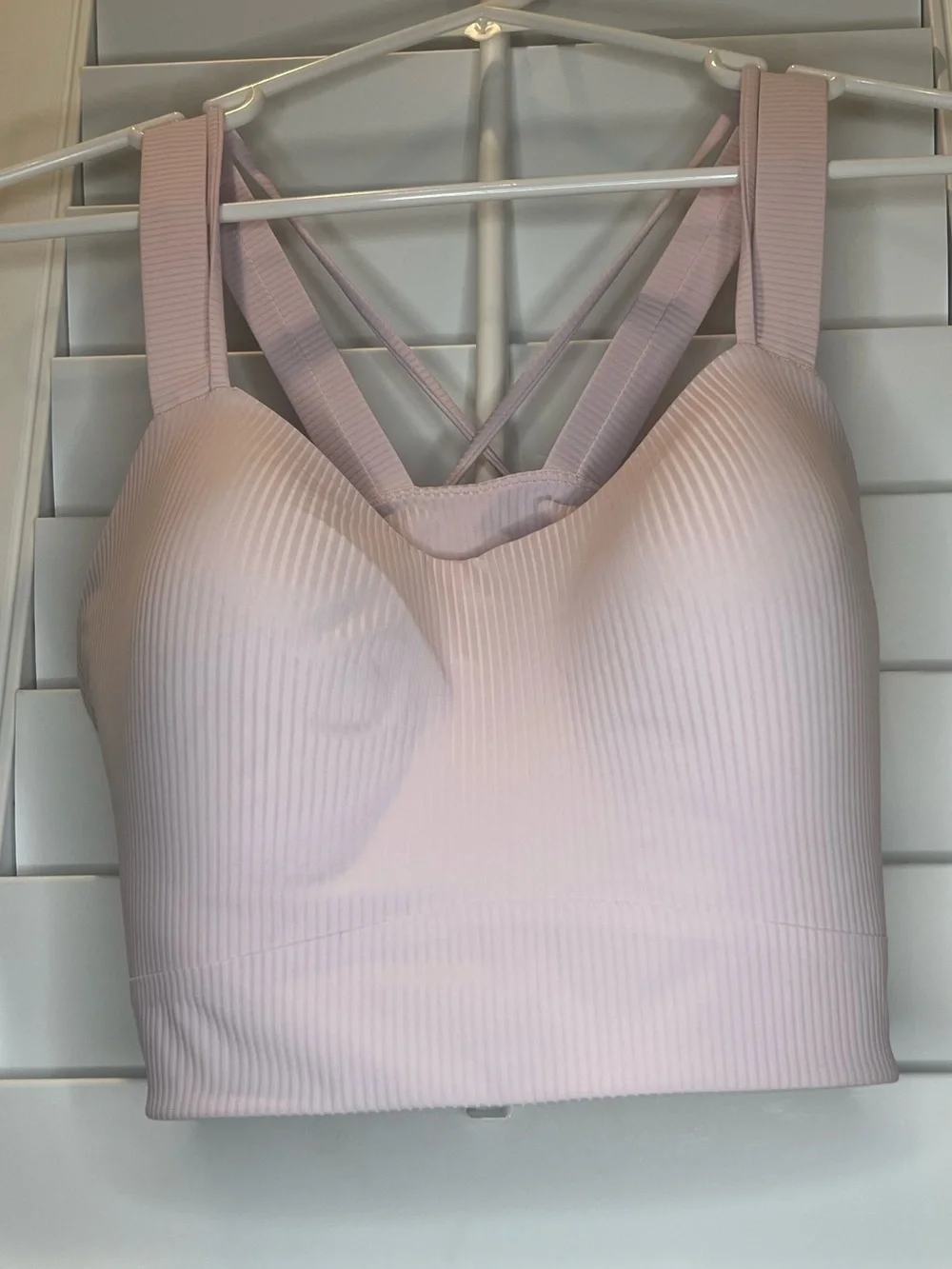 Women’s Lululemon like a cloud longline Ribbed Meadowsweet Pink Sports Bra Top